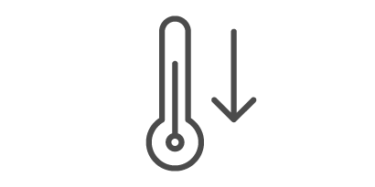 thermometer with a down arrow